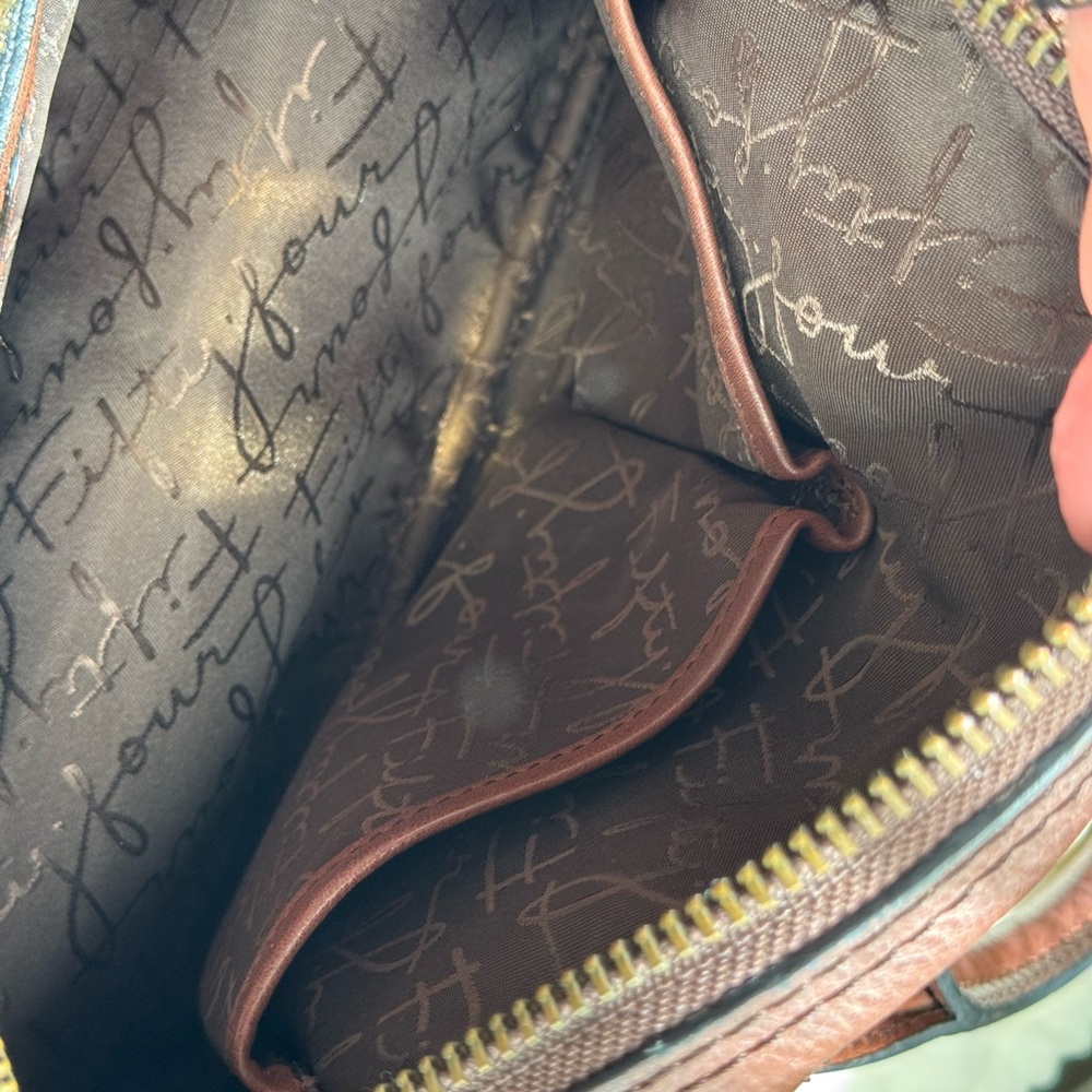 Fossil Fifty-Four (or Fossil 54) Rich Brown Leather Satchel - Picture 6 of 9